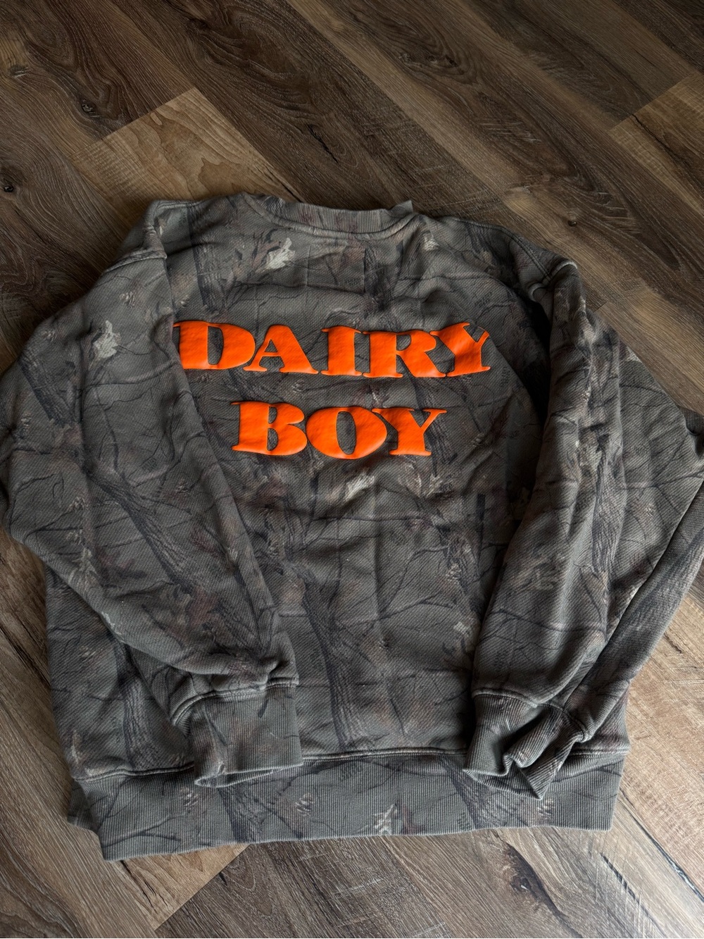 Dairy Boy EVERGREEN CAMO/ORANGE crewneck medium - Picture 5 of 5
